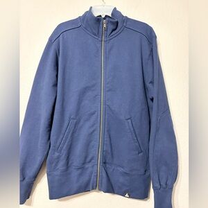 Men's American Giant Moto Full Zip Blue Full-Zip Sweat Jacket Sweater Pockets L